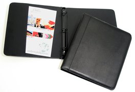 black Florentine Napa leather three ring binders